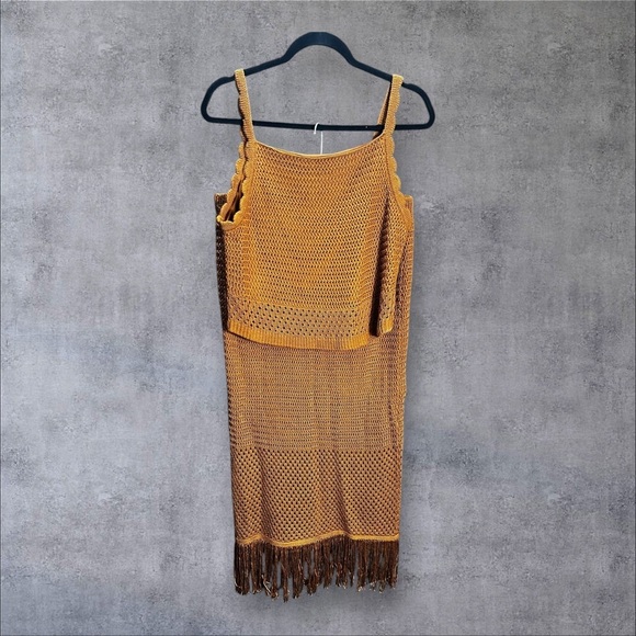 House of Harlow 1960 Dresses & Skirts - House of Harlow 1960 Fringe Crochet Knit Set | Size Large | NWT
